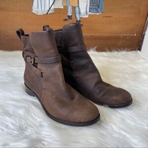 KORS Michael Kors Brown Leather High Ankle Boot With Gold Buckle Size 8.5M